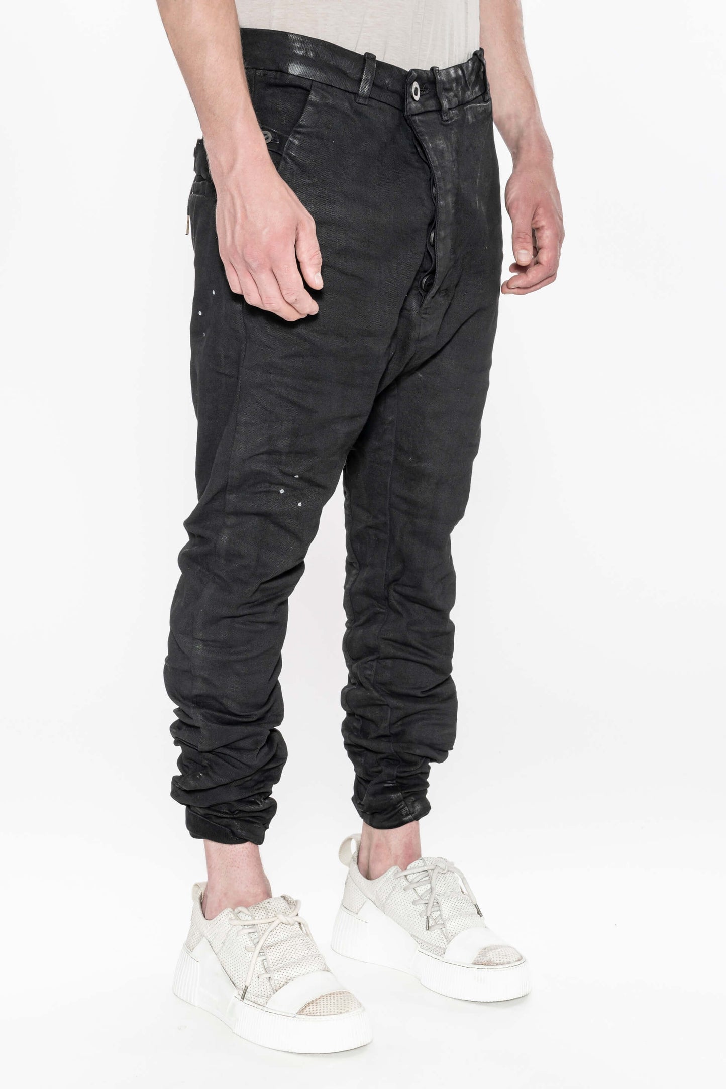Black Relaxed Drop Crotch Tapered legs P23