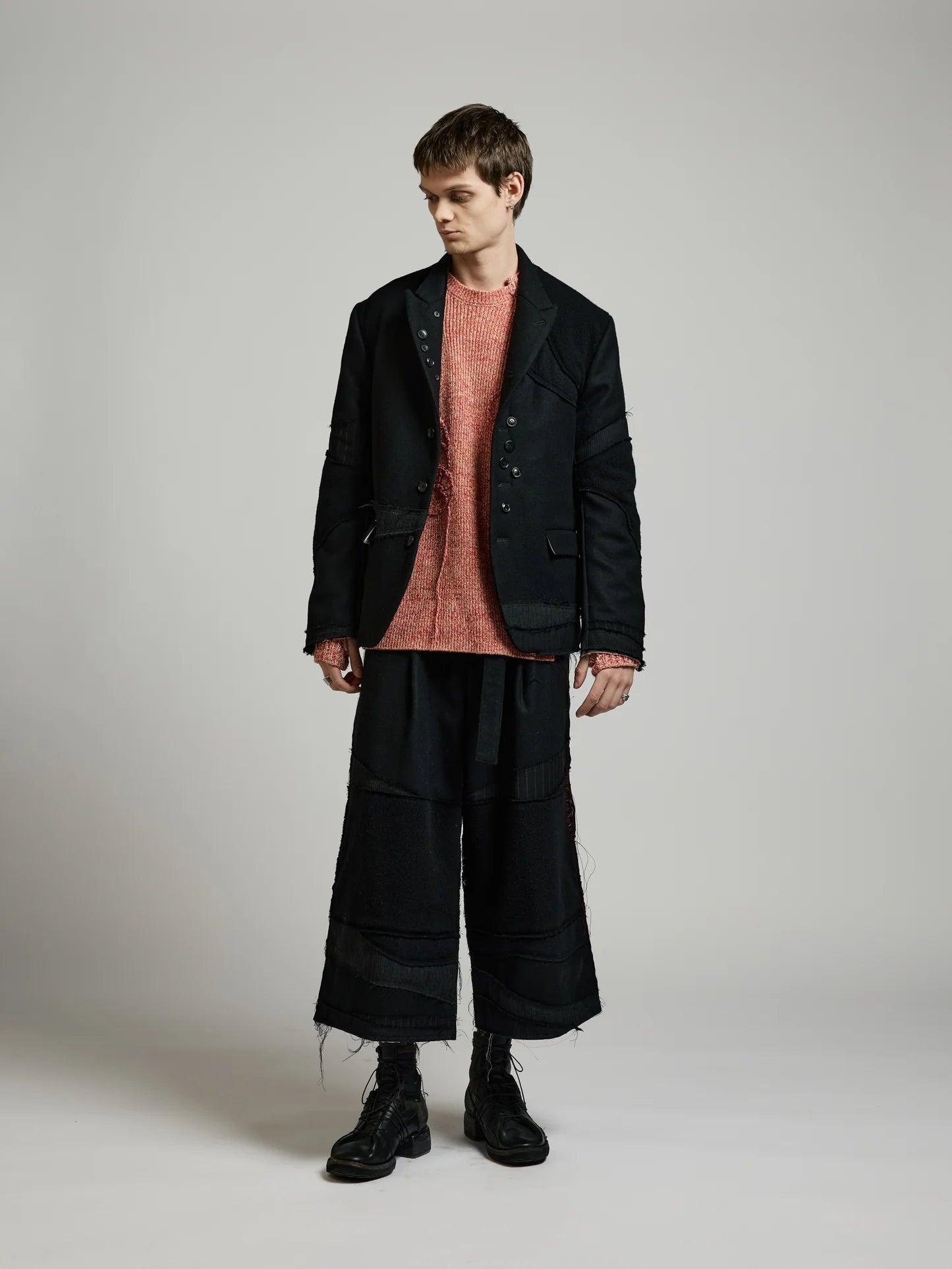 Black Multi Buttons Patch Blazer by DUELLUM