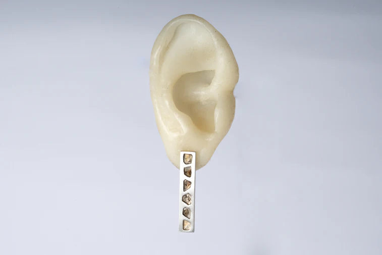 Plate Earring 0.6 CT 6 Diamond Slabs 34mm 1135-2-MA+DIA