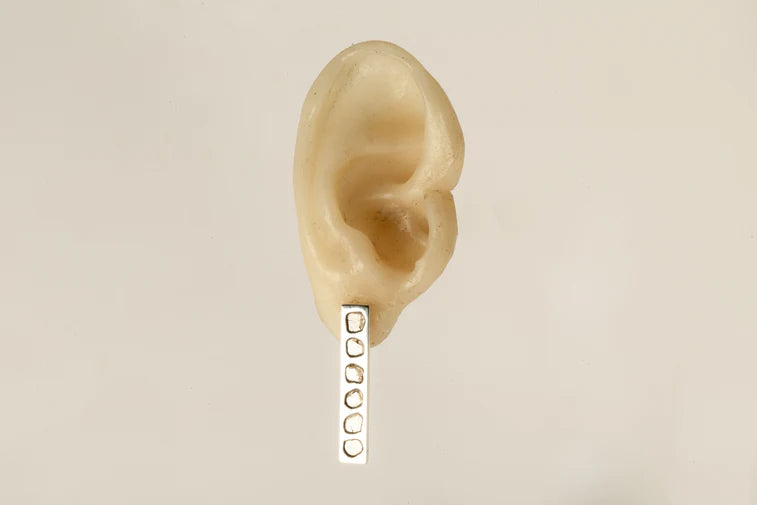 Plate Earring 0.6 CT 6 Diamond Slabs 34mm 1135-2-PA+DIA