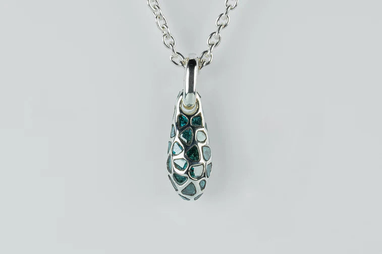 Chrysalis Necklace Nympha Mega Pavé Blue Diamond Slabs 1630-1-PA+BDIA