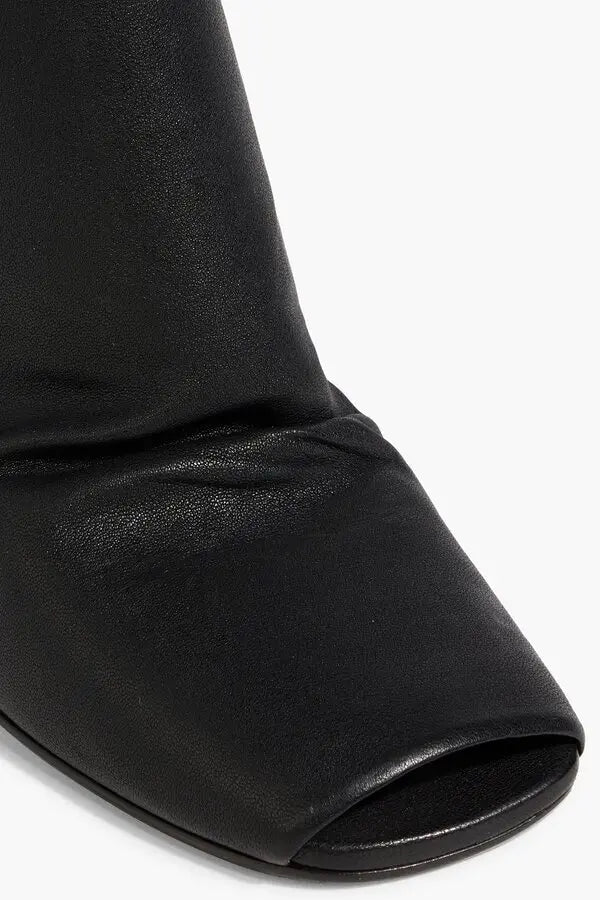 Black Wedge Heel Sock Boot with Open Toe by Rick Owens