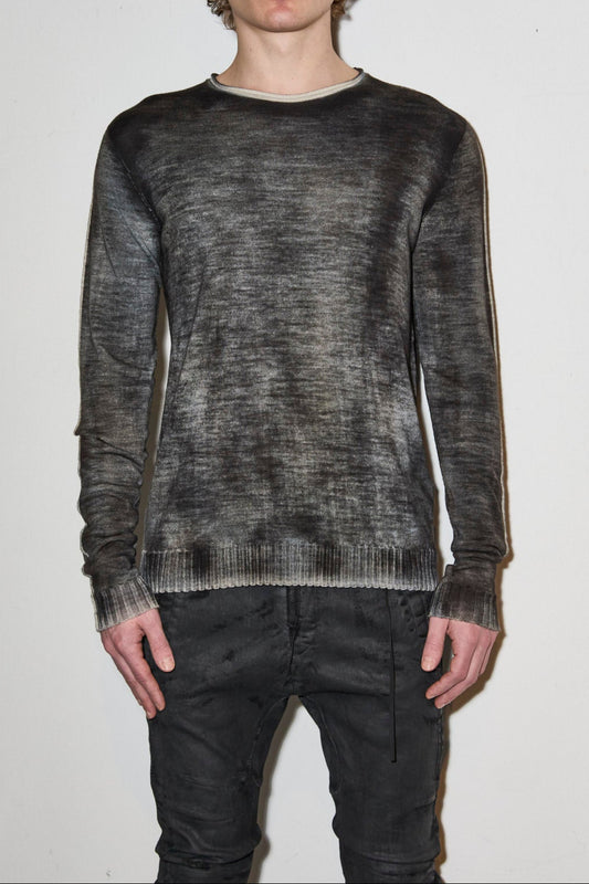 Brown Black Hand Dyed Crew Neck Sweater