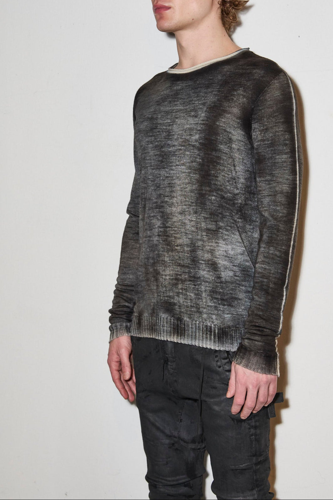 Brown Black Hand Dyed Crew Neck Sweater