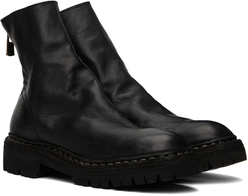 Black Back Zip Boots Vibram 796V