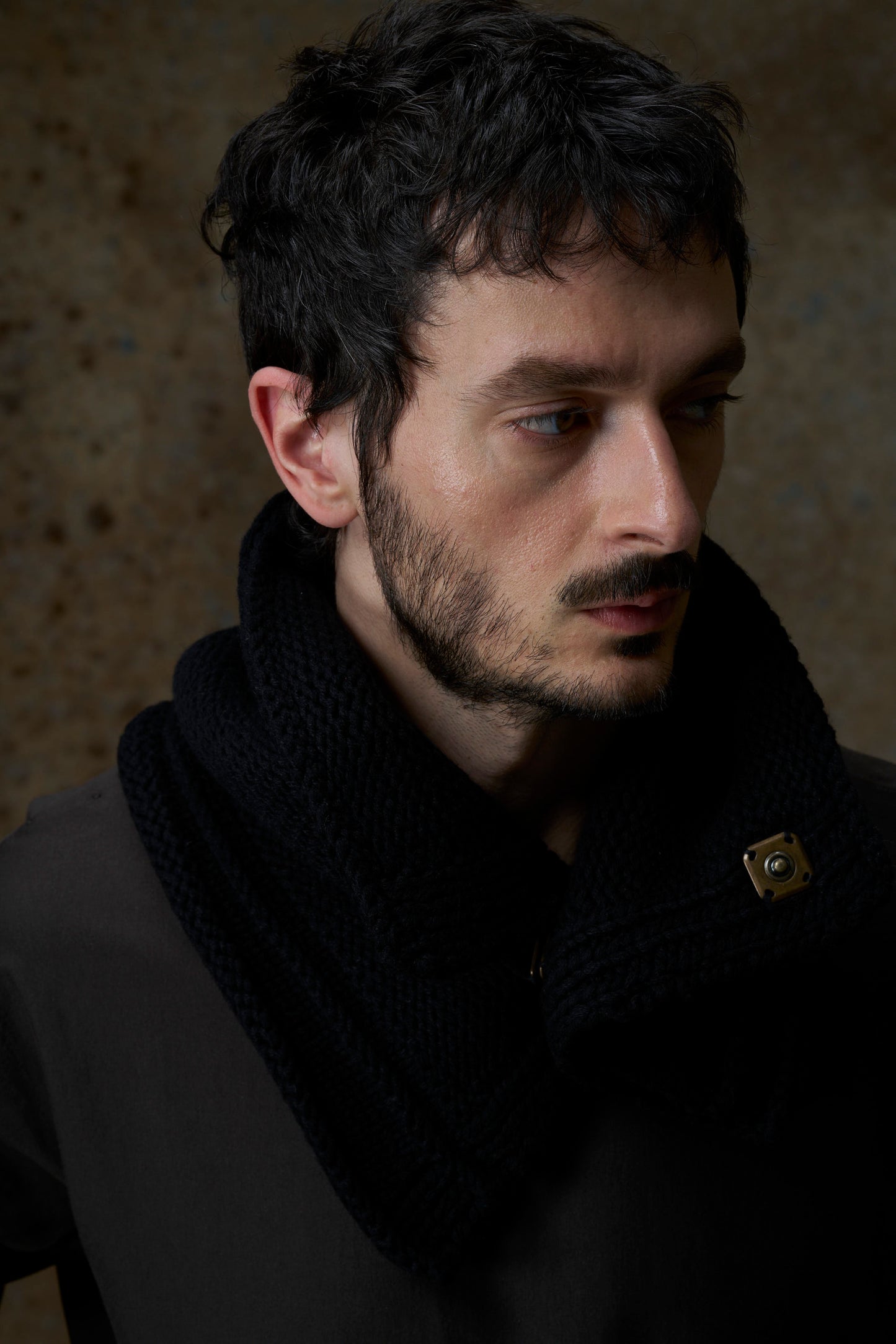 Black Handknit Cashmere Neck Warmer