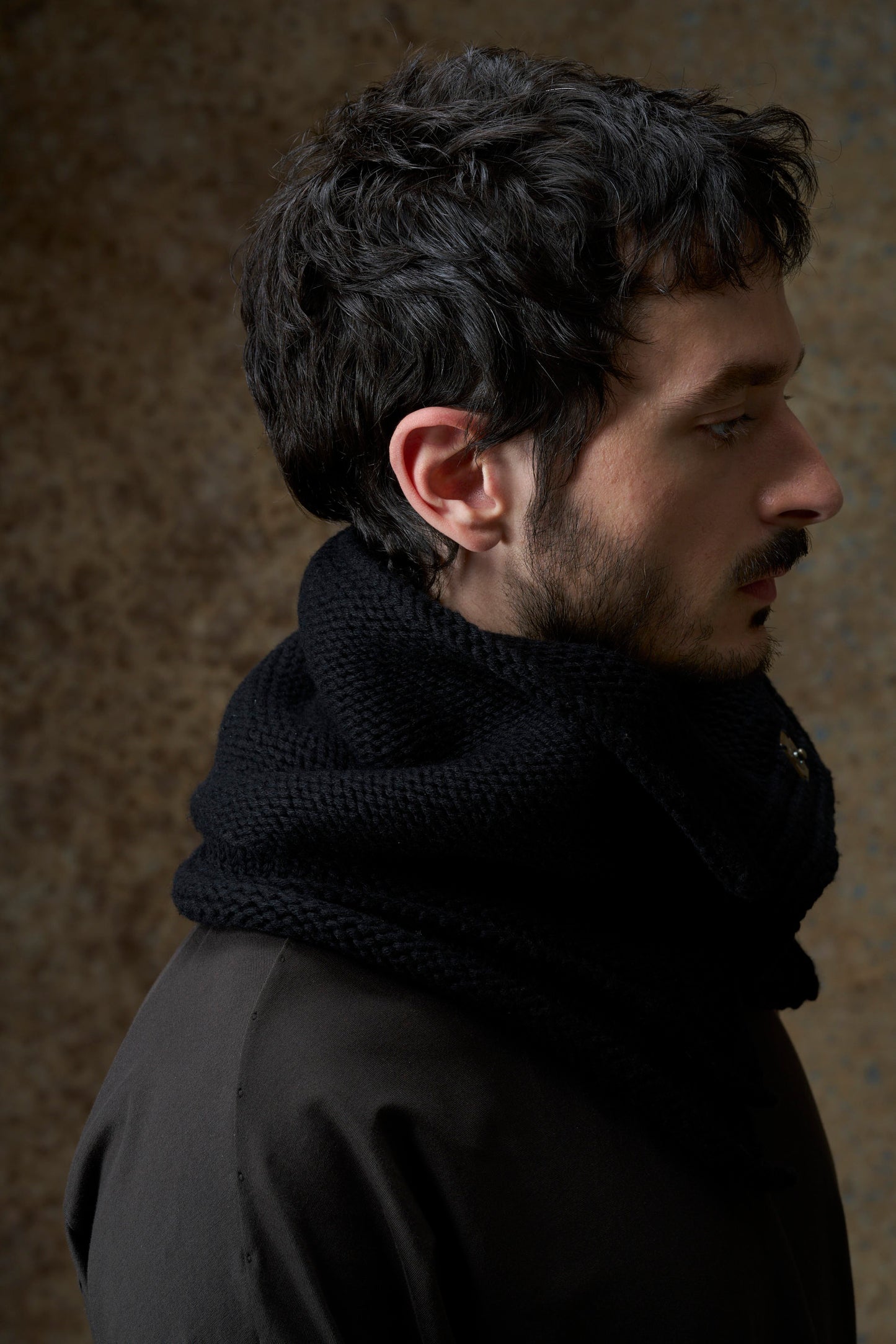 Black Handknit Cashmere Neck Warmer