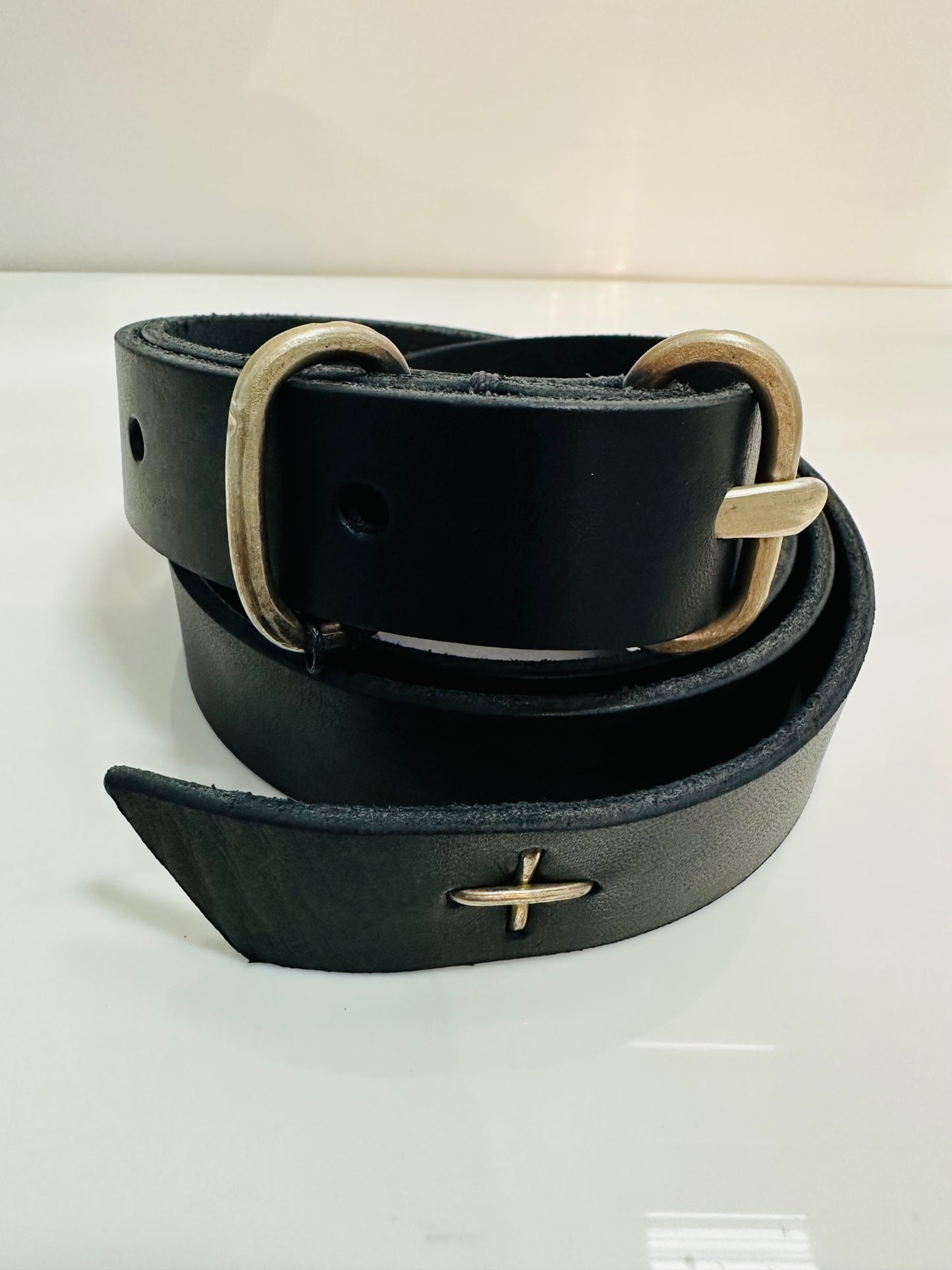 Black Double Oval Buckle Medium Belt