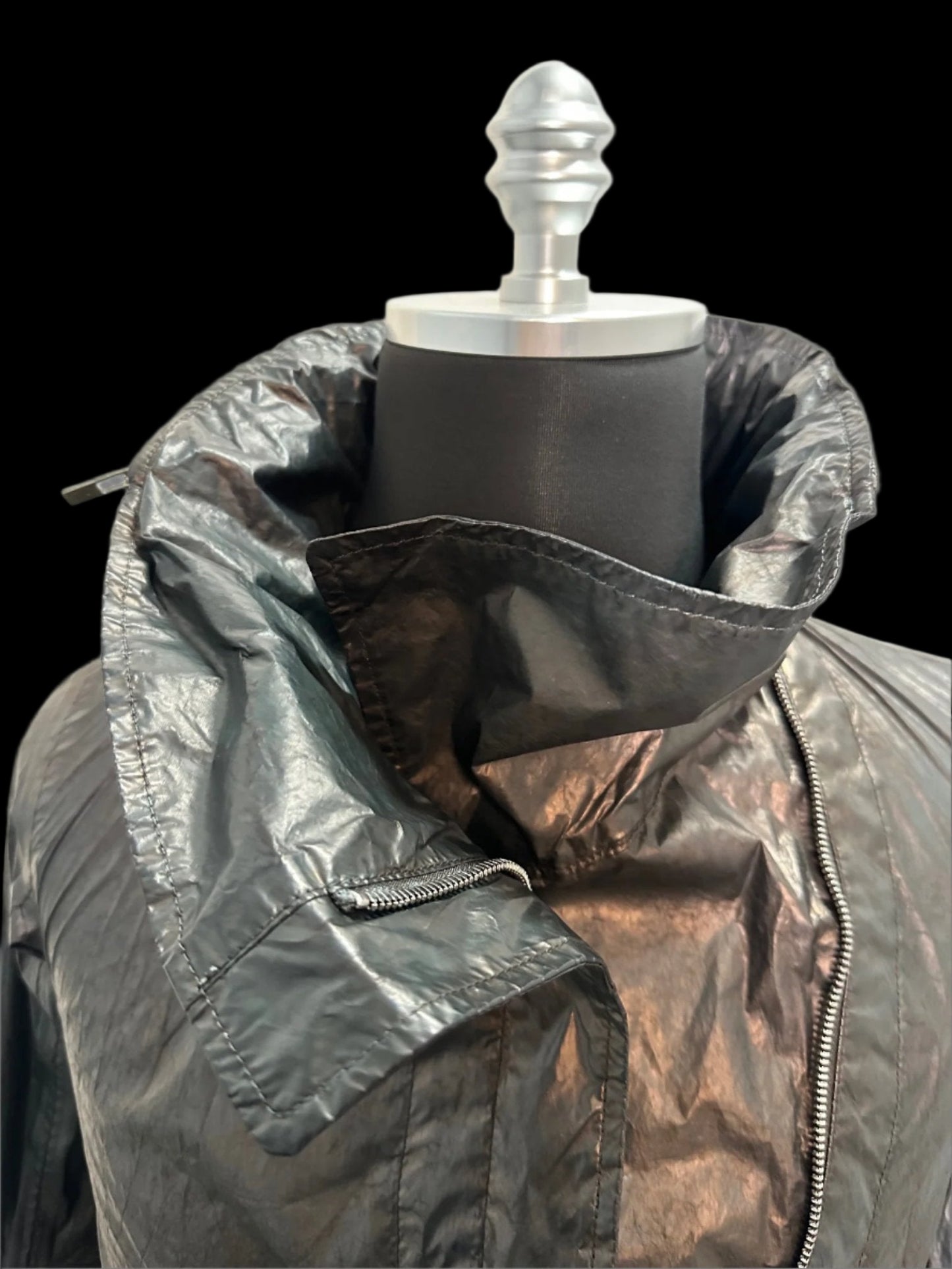 Black Green Object Dyed Nylon Chain-Seam Hooded Parka with Retractable Sleeves by Carol Christian Poell
