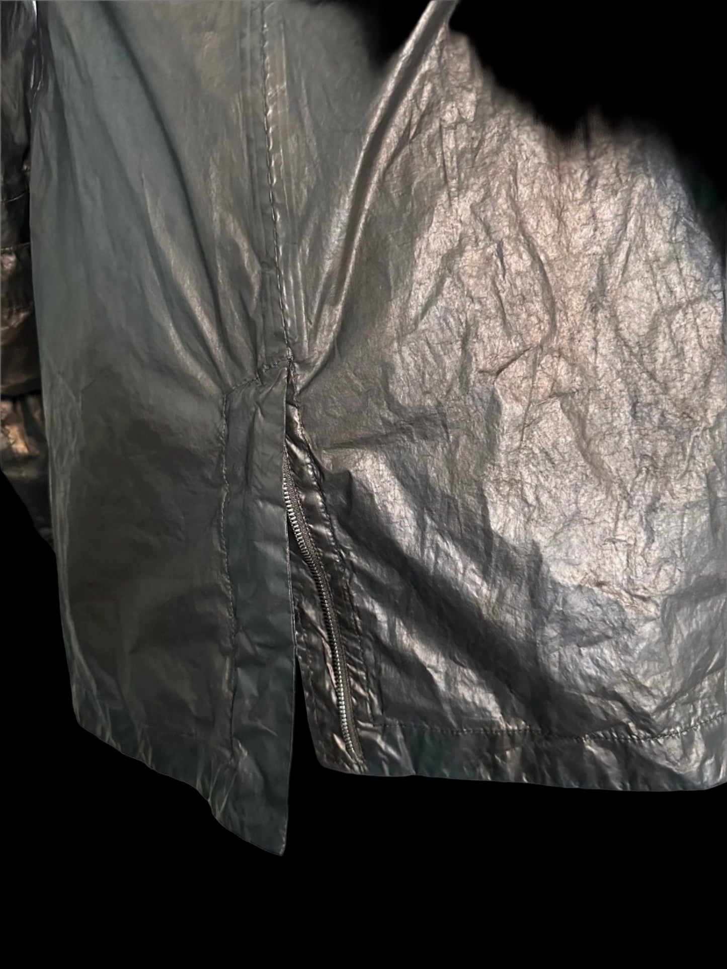 Black Green Object Dyed Nylon Chain-Seam Hooded Parka with Retractable Sleeves by Carol Christian Poell