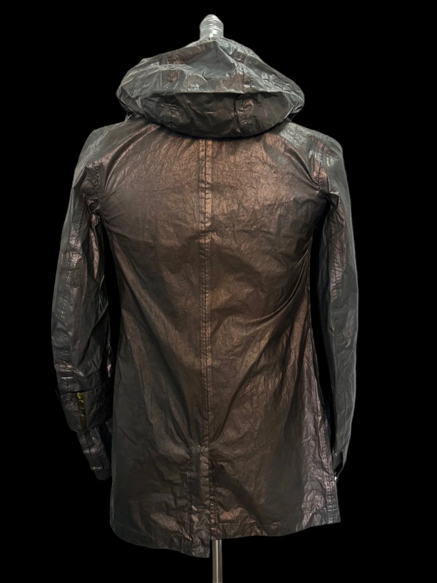 Black Green Object Dyed Nylon Chain-Seam Hooded Parka with Retractable Sleeves by Carol Christian Poell