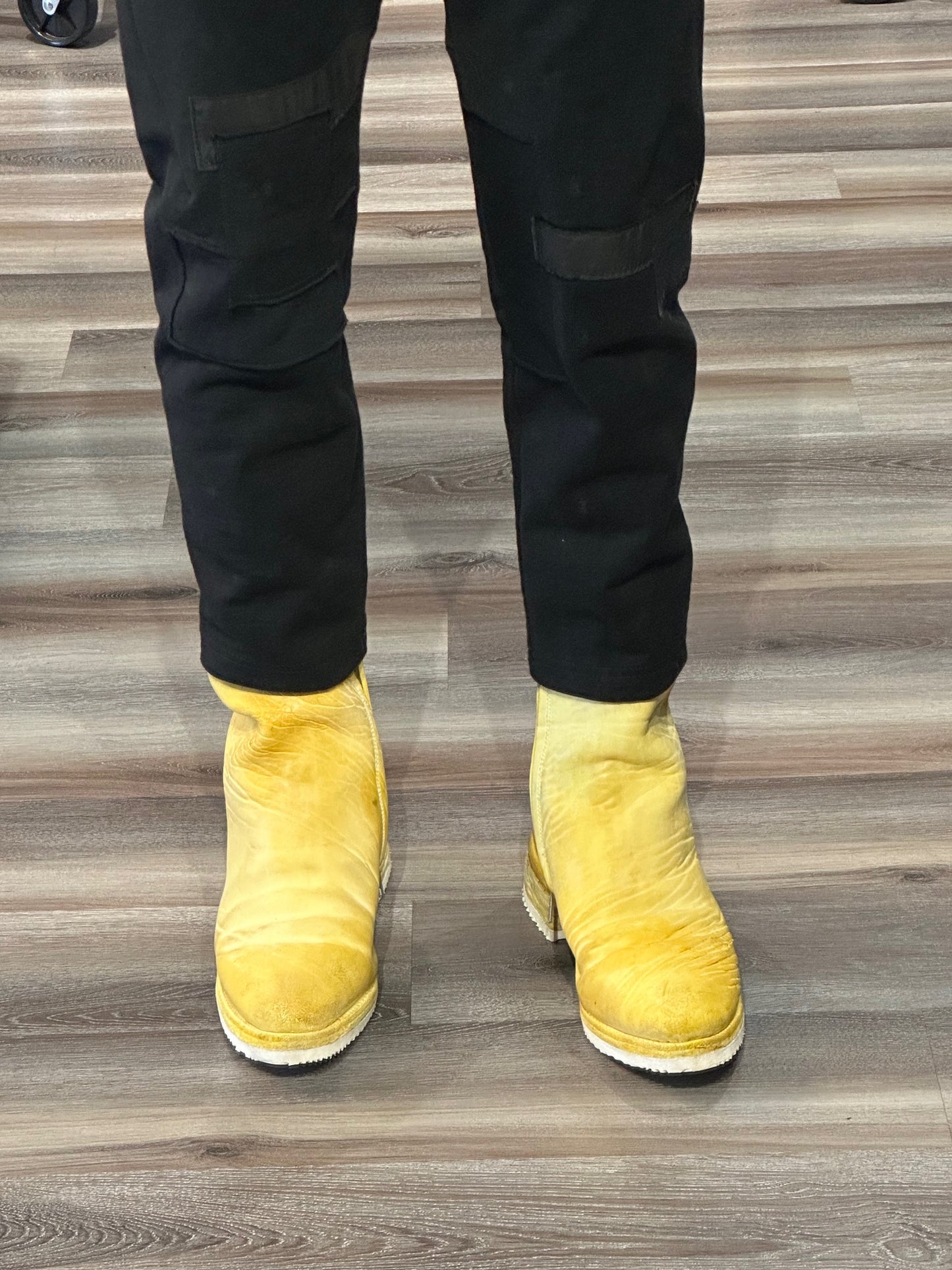 Yellow One Piece Object Dyed Culatta Horse Leather Side Zip Boots by Carol Christian Poell