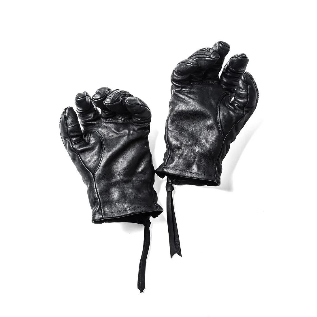 Black Horse Leather Twist W-Zip Gloves
