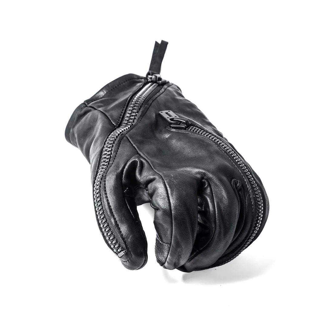 Black Horse Leather Twist W-Zip Gloves