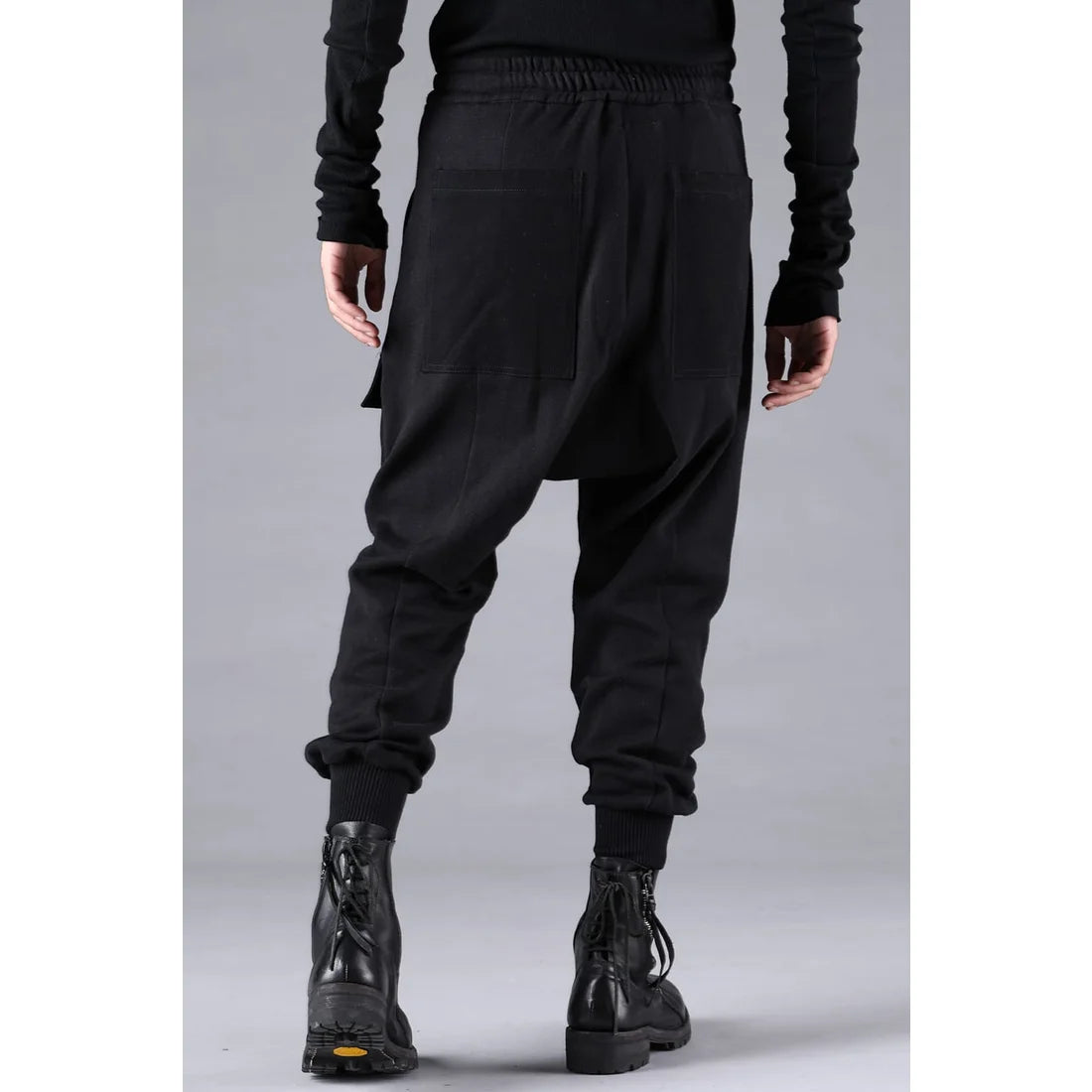 Black Untwisted Yarn Fleece Combination Wide Jogger Pants
