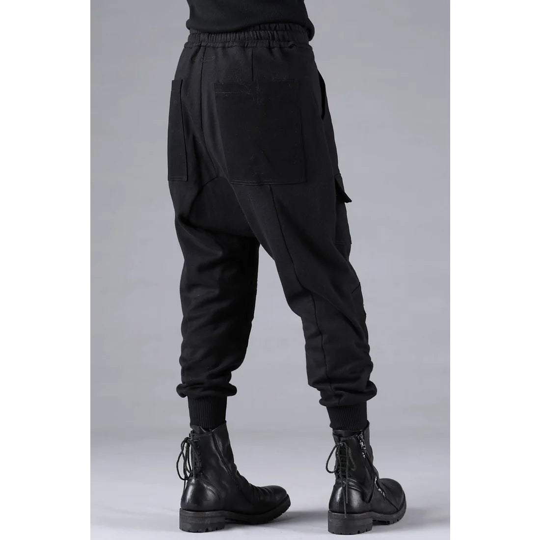 Black Untwisted Yarn Fleece Combination Wide Jogger Pants