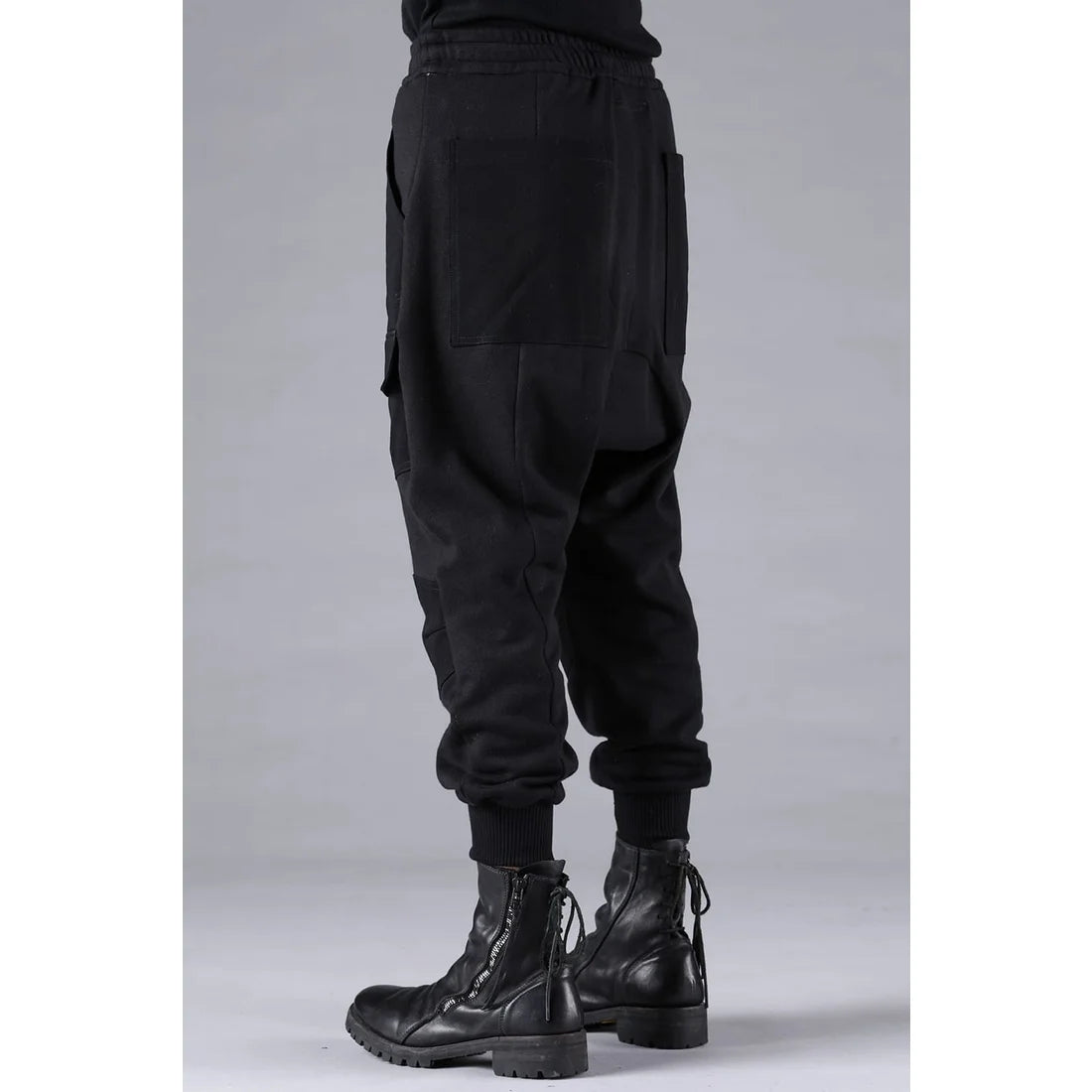 Black Untwisted Yarn Fleece Combination Wide Jogger Pants