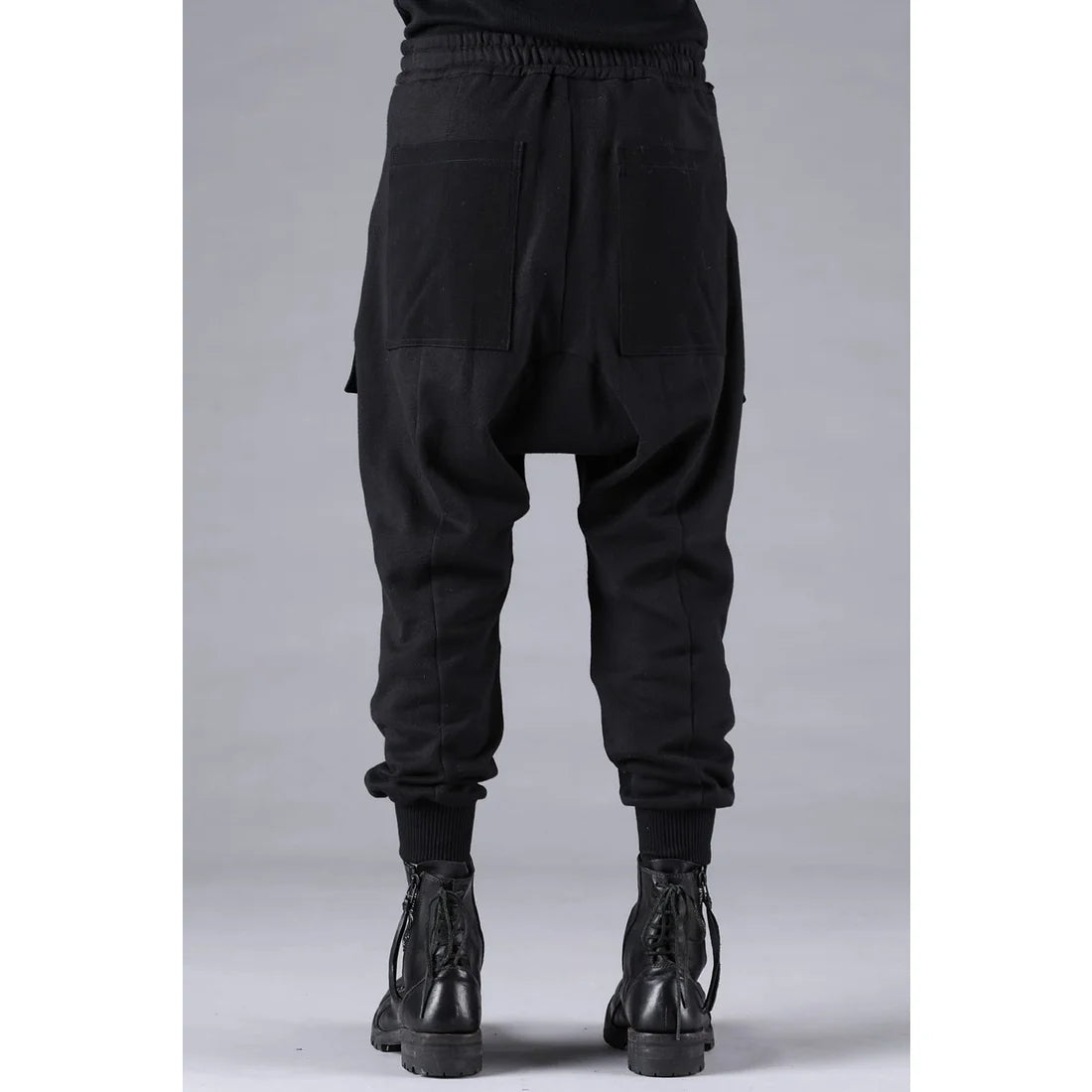 Black Untwisted Yarn Fleece Combination Wide Jogger Pants