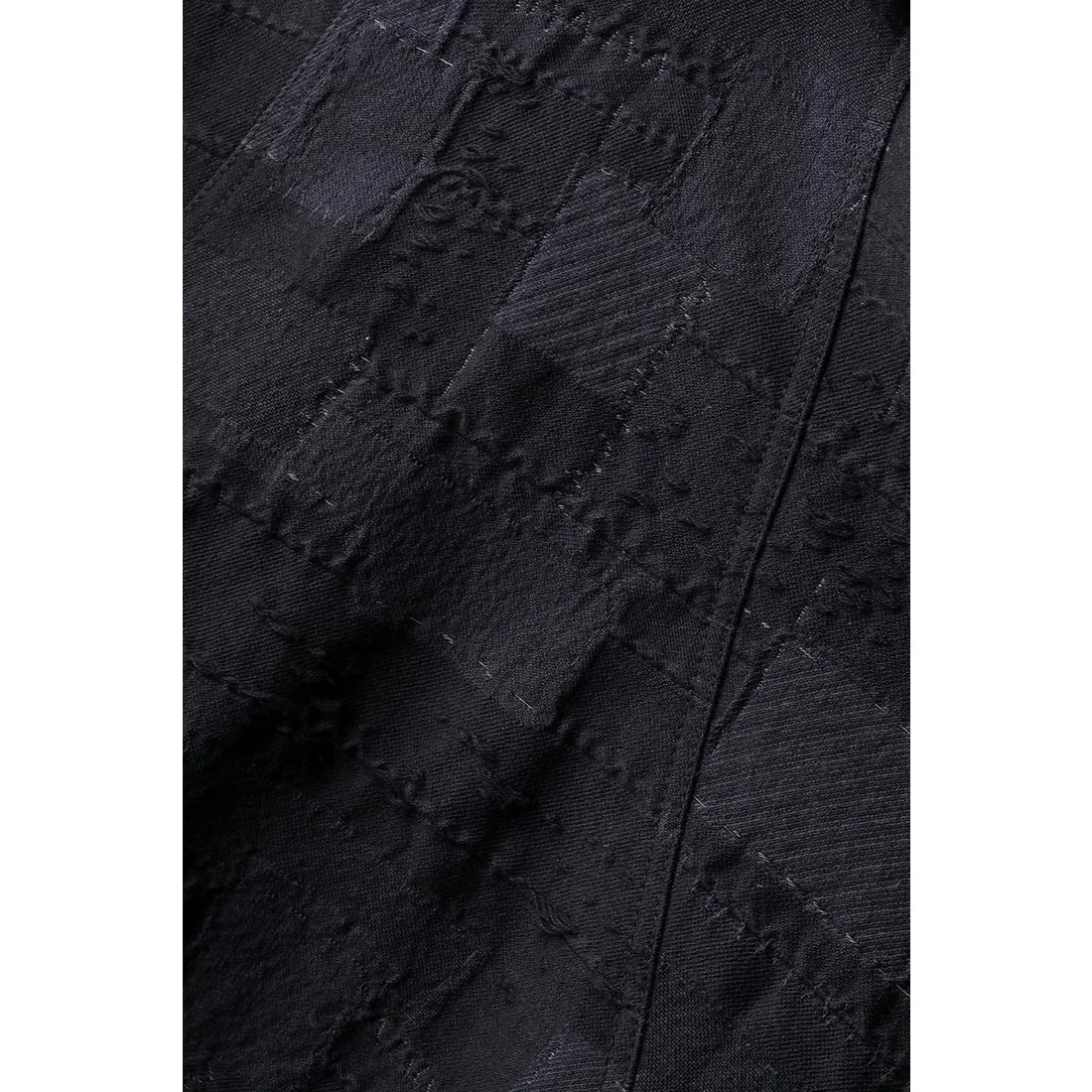 Black Hand Patchwork Crust Jacquard Overlock Twist Curve Pants