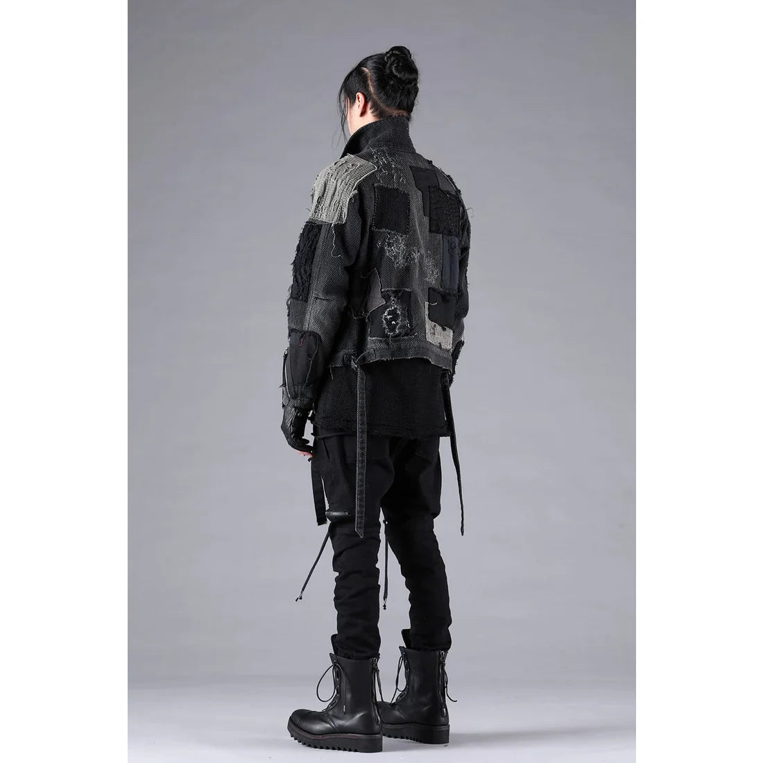 Black Crust Damage Repair Sashiko Jacquard Jacket