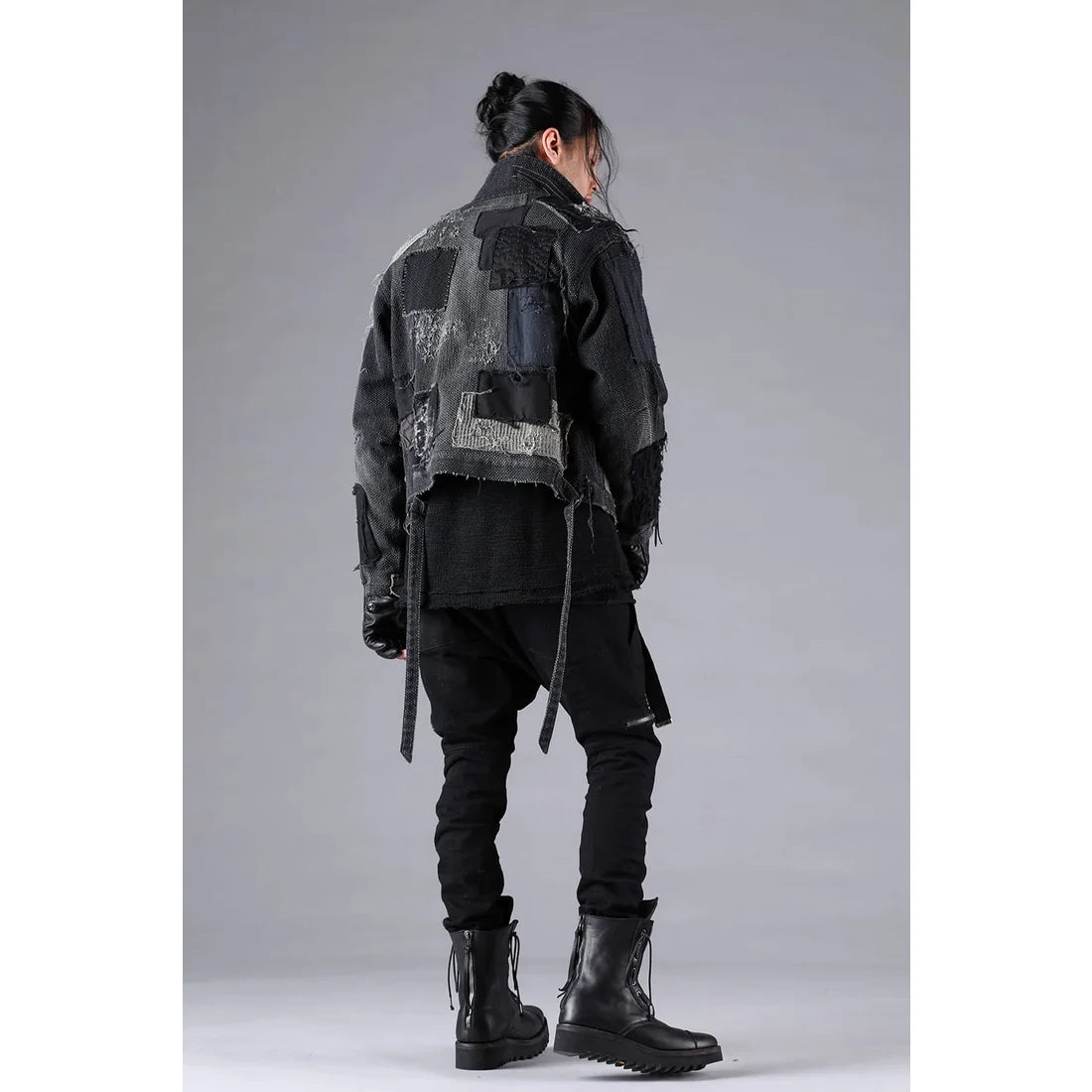 Black Crust Damage Repair Sashiko Jacquard Jacket