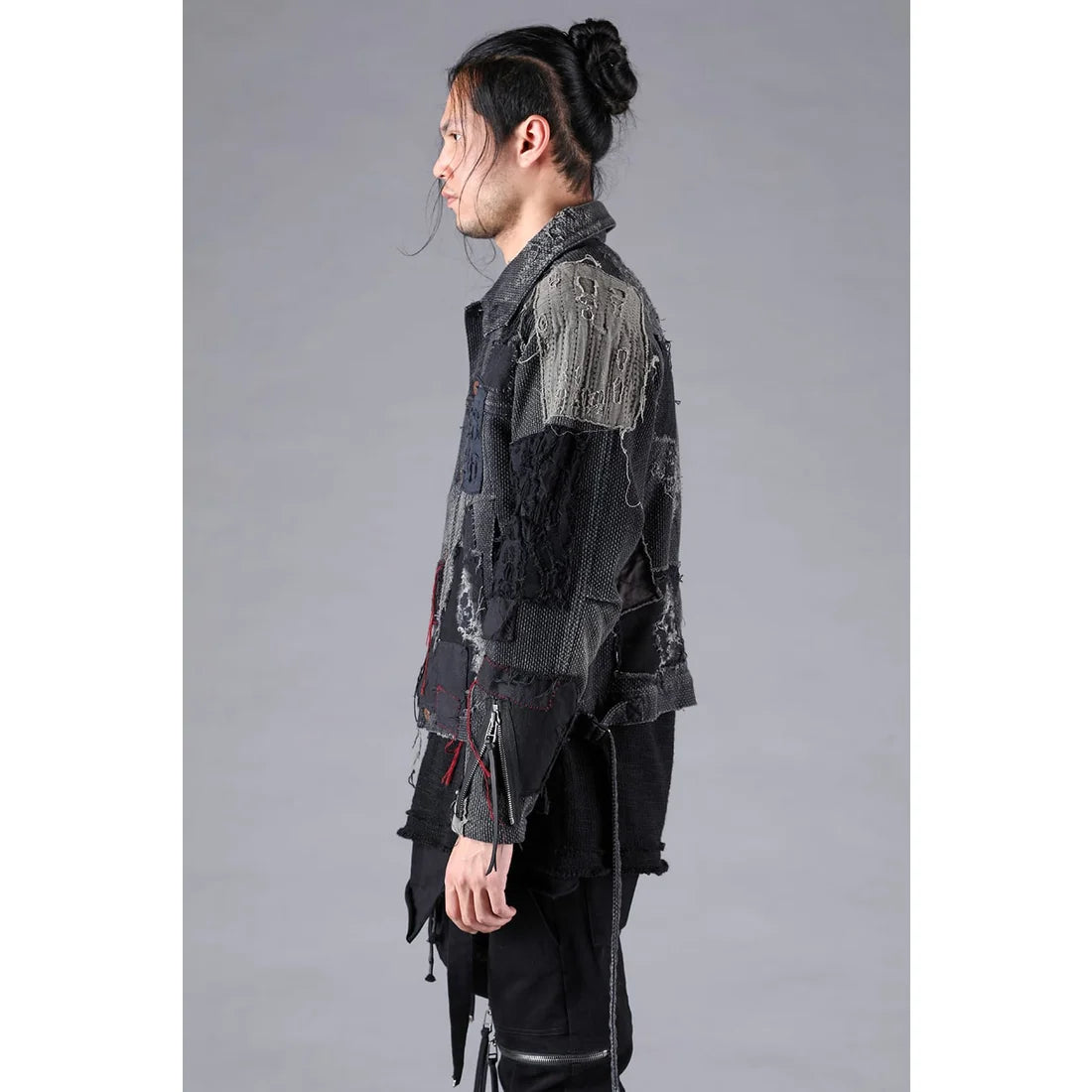 Black Crust Damage Repair Sashiko Jacquard Jacket
