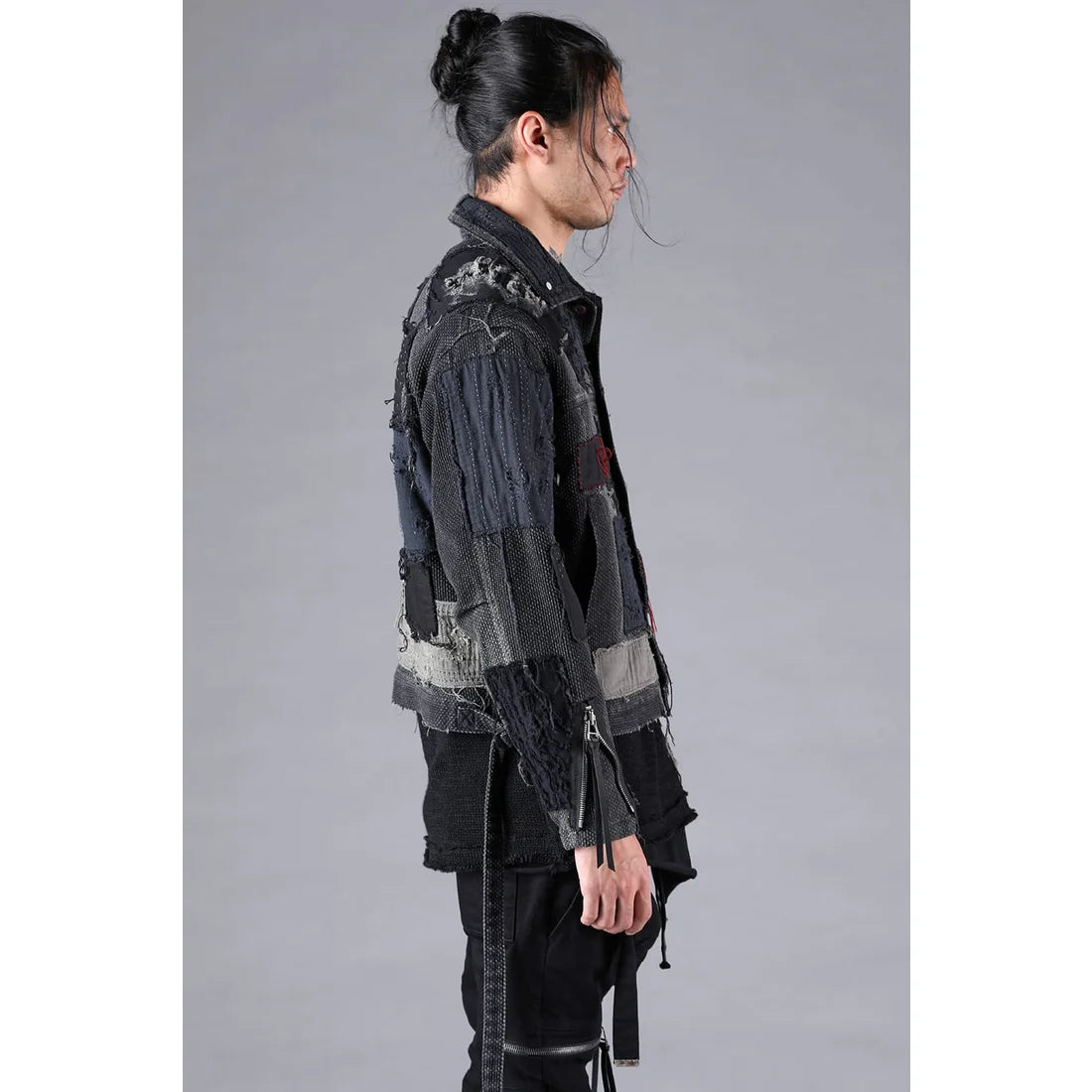 Black Crust Damage Repair Sashiko Jacquard Jacket