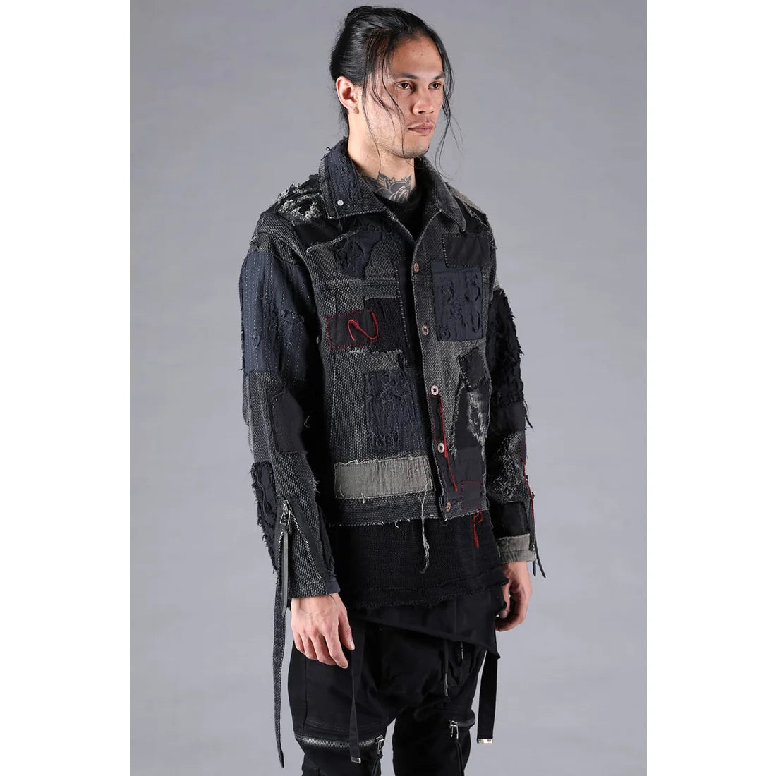 Black Crust Damage Repair Sashiko Jacquard Jacket