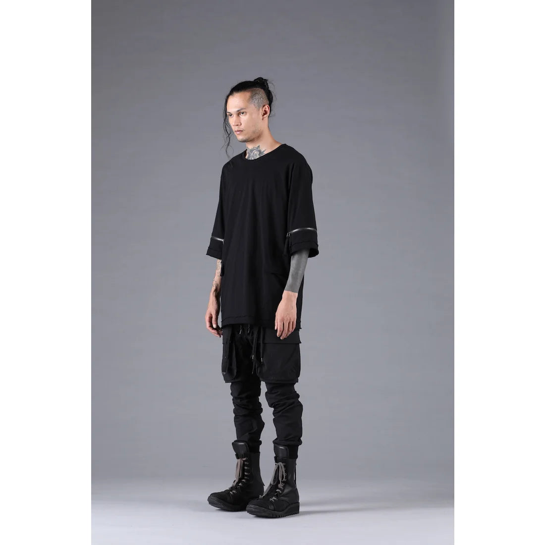 Black Ripstop Detachable Shorts Layered Cargo Jog Pants