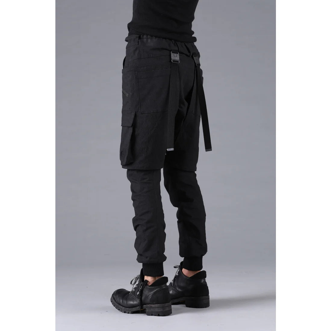 Black Ripstop Detachable Shorts Layered Cargo Jog Pants
