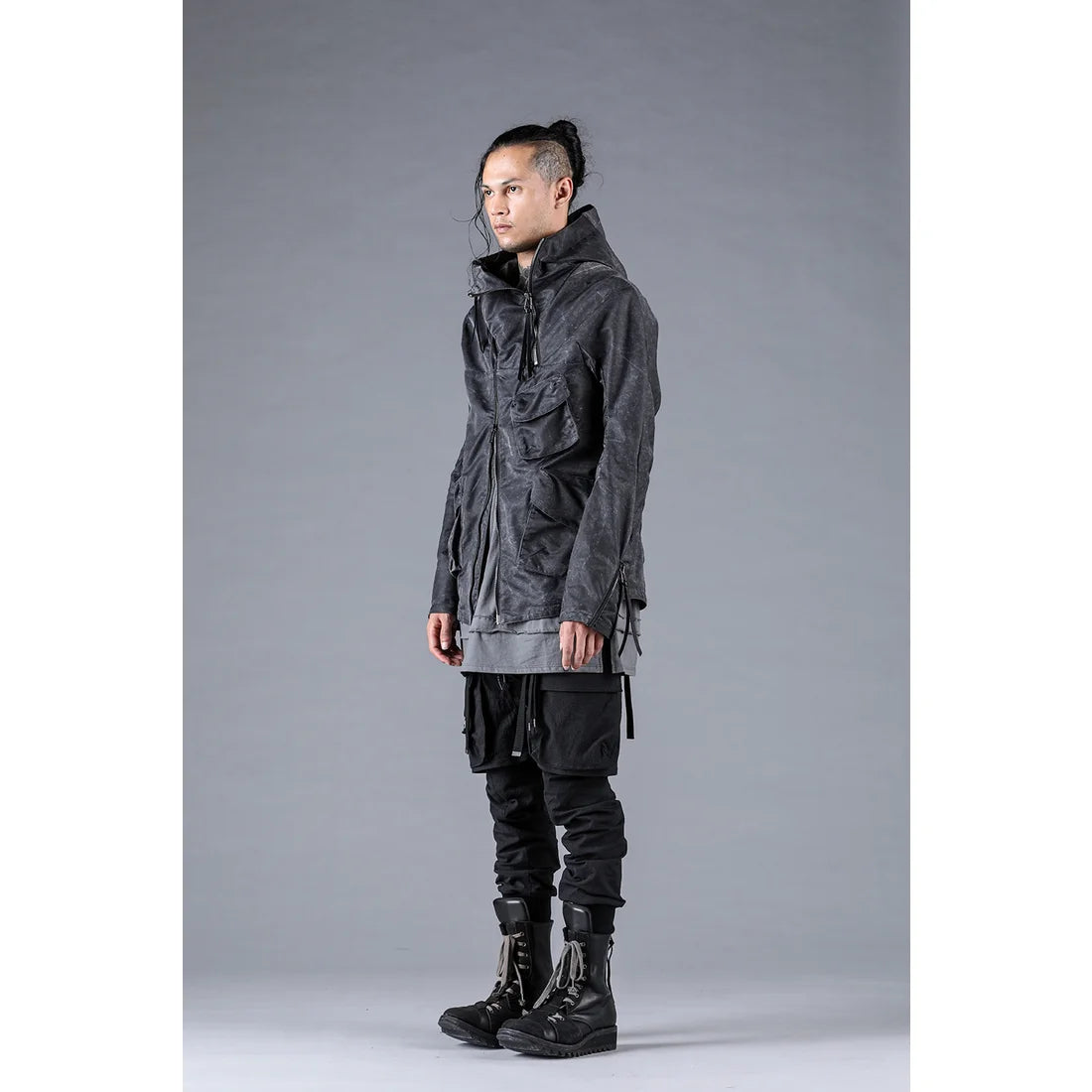 Black Ripstop Detachable Shorts Layered Cargo Jog Pants
