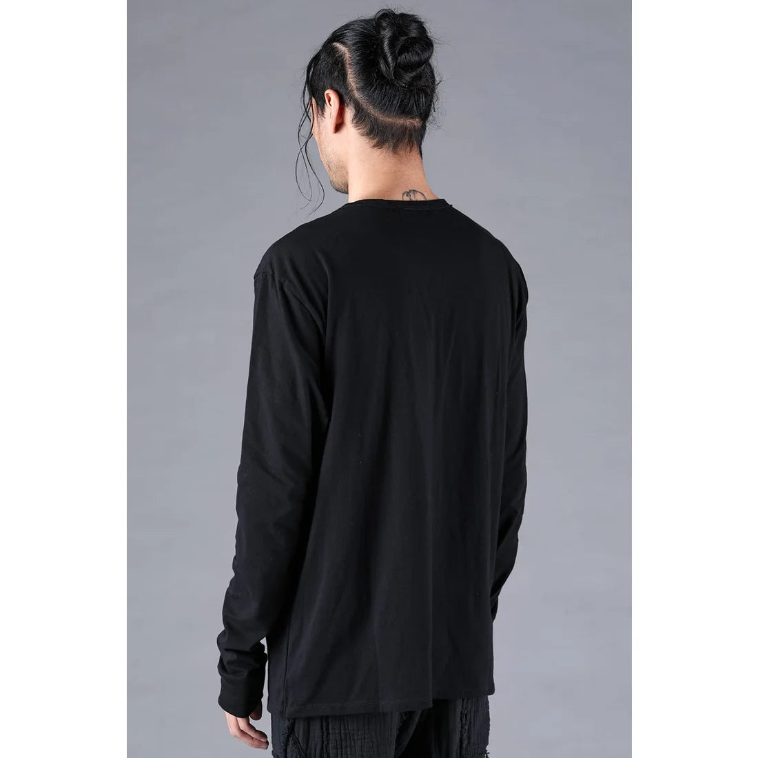 Black Soft Cotton Jersey Front Zipper Layered T-Shirt