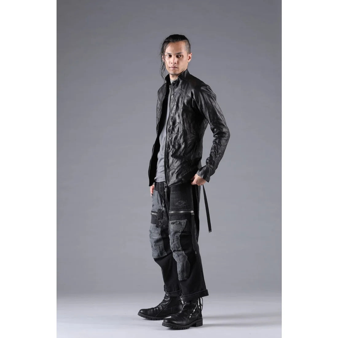 Black Horse Leather Bonding Leather Shirt Jacket