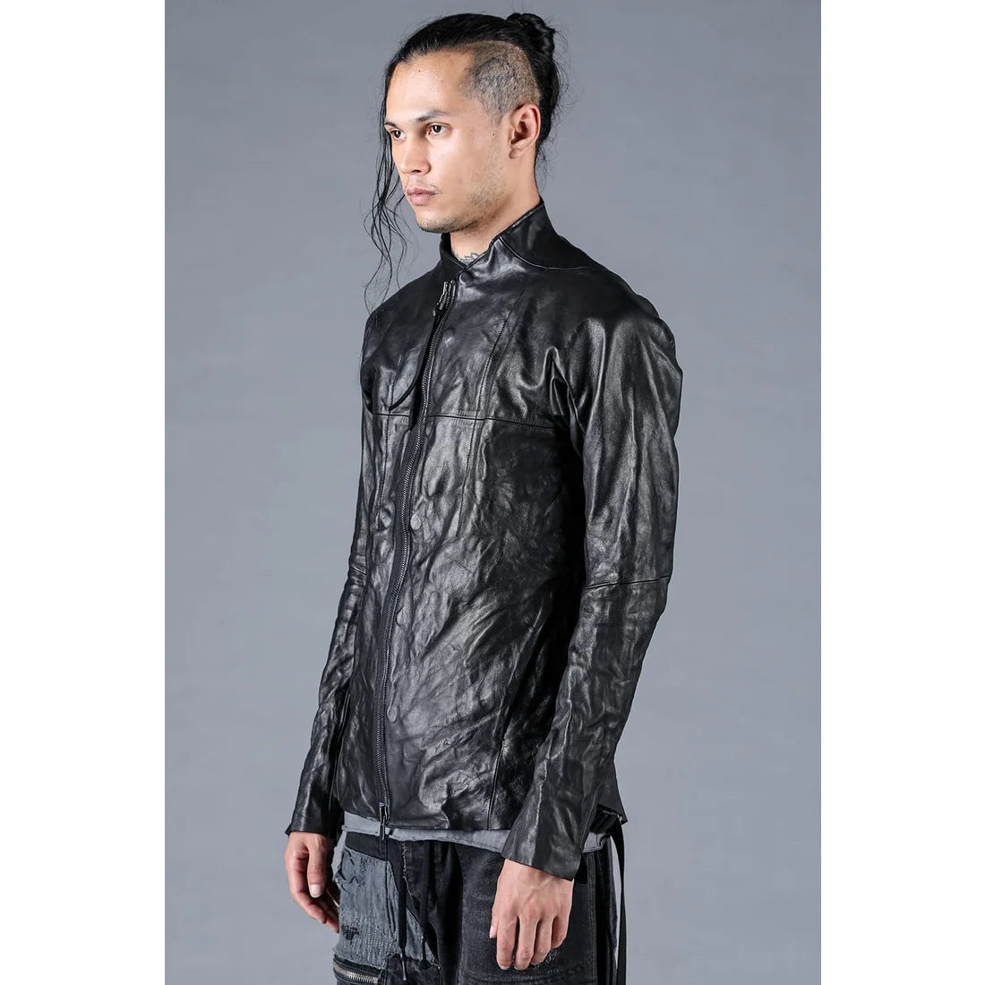 Black Horse Leather Bonding Leather Shirt Jacket