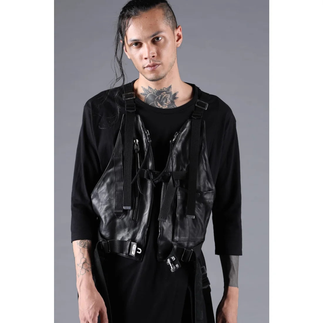 Black Horse Leather Vest Bag
