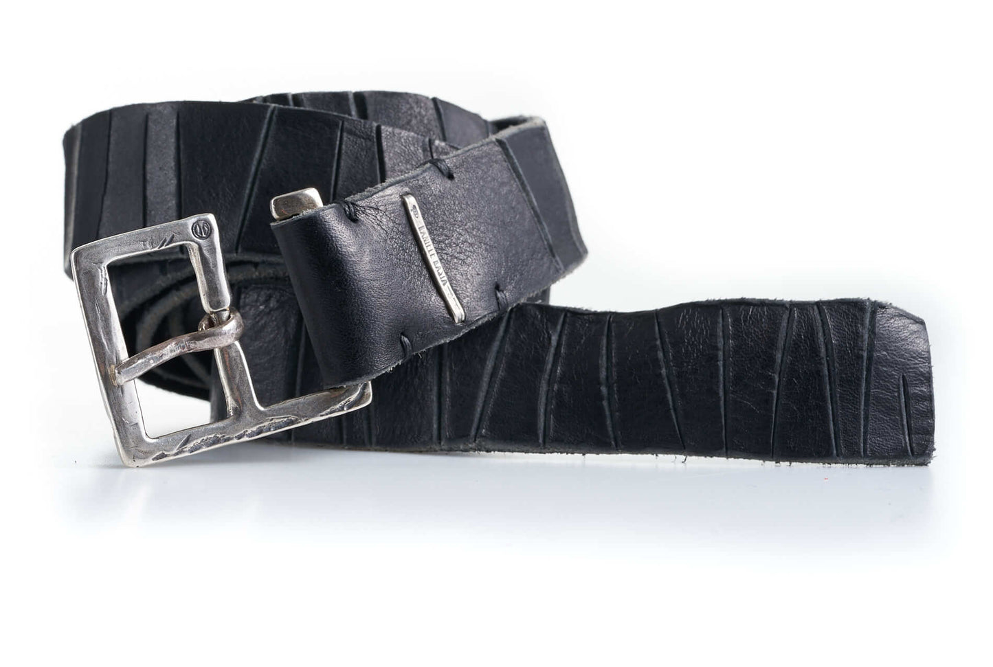 Black Bull Leather Hand Scored Surface Bandele Belt