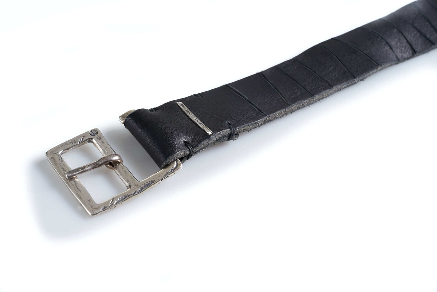 Black Bull Leather Hand Scored Surface Bandele Belt