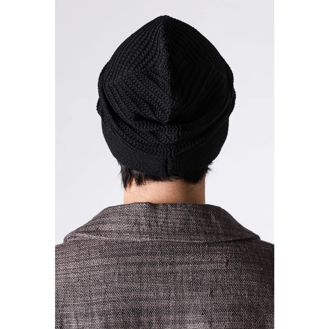 Black Cotton Blend Oversize Knit Cap