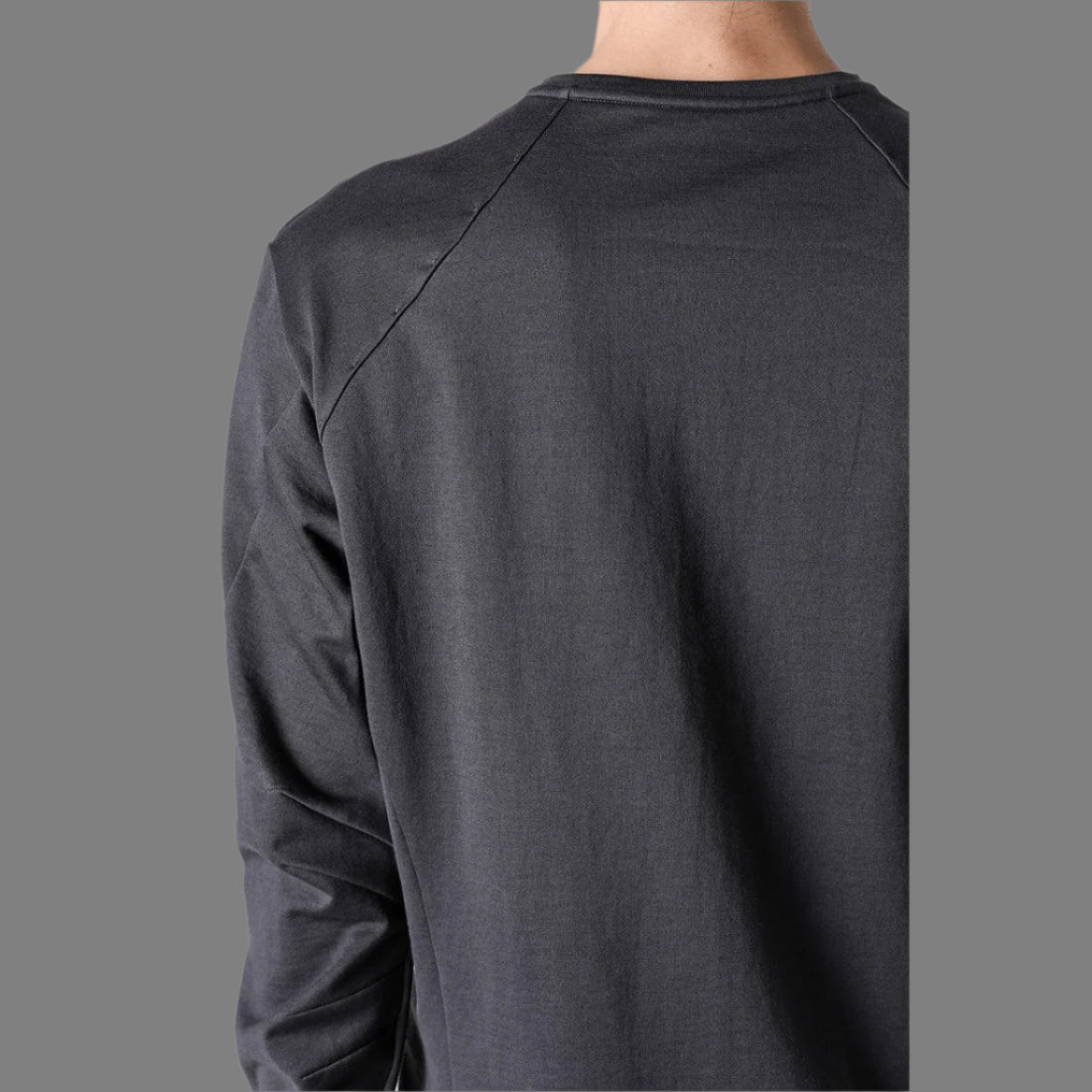 Charcoal Raw Edge Crewneck Raglan Cotton T-shirt