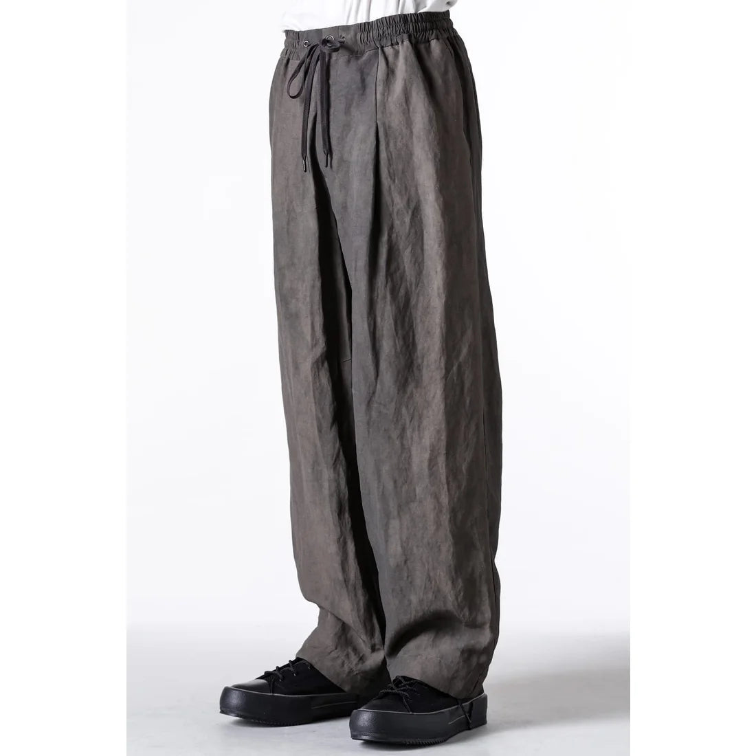 Slate Grey Canapa Cotton Wide Leg Pants