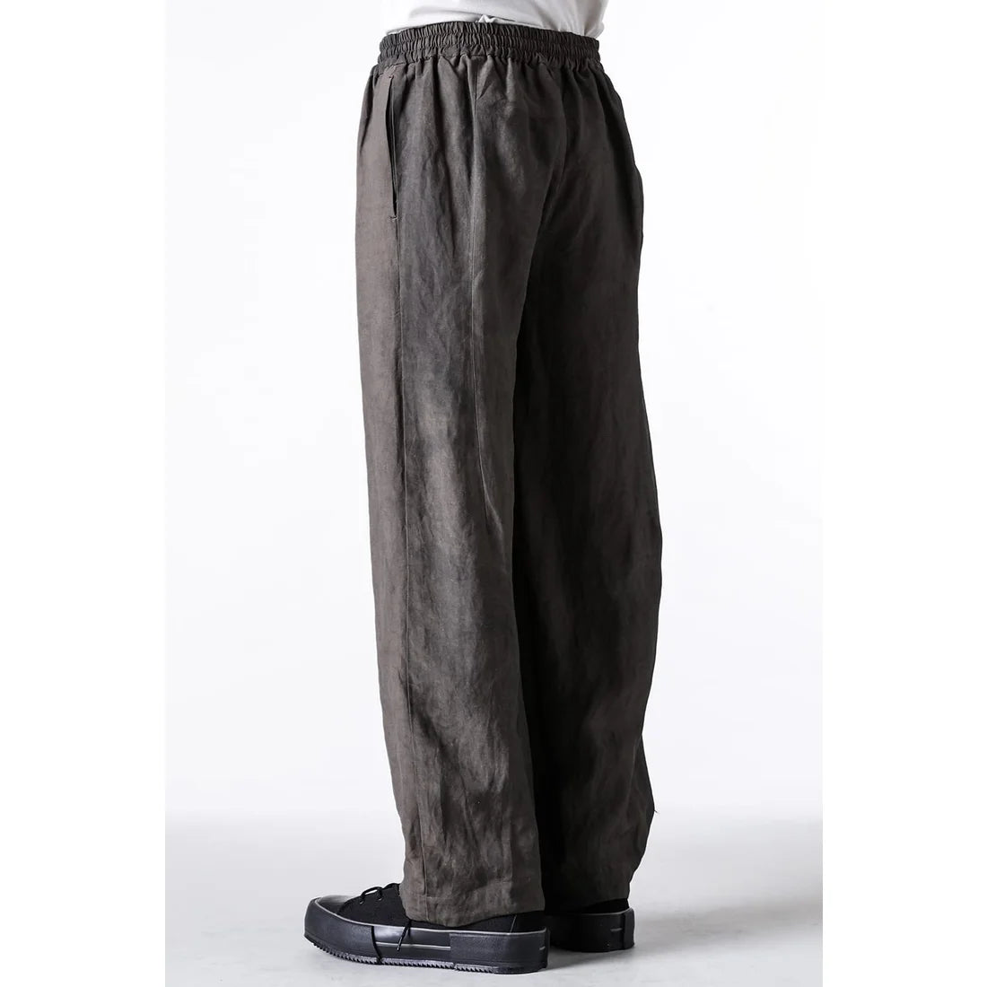 Slate Grey Canapa Cotton Wide Leg Pants