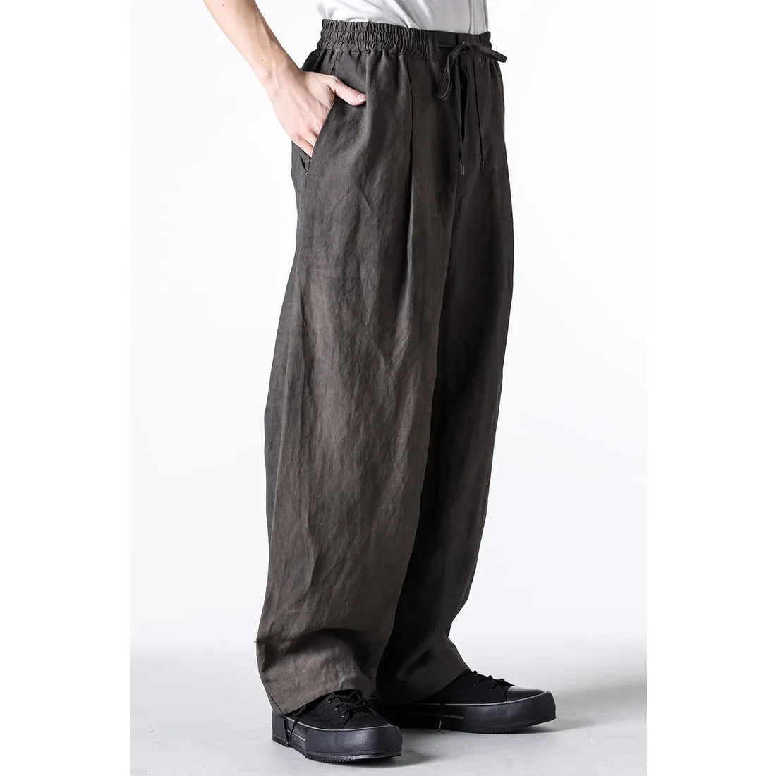Slate Grey Canapa Cotton Wide Leg Pants