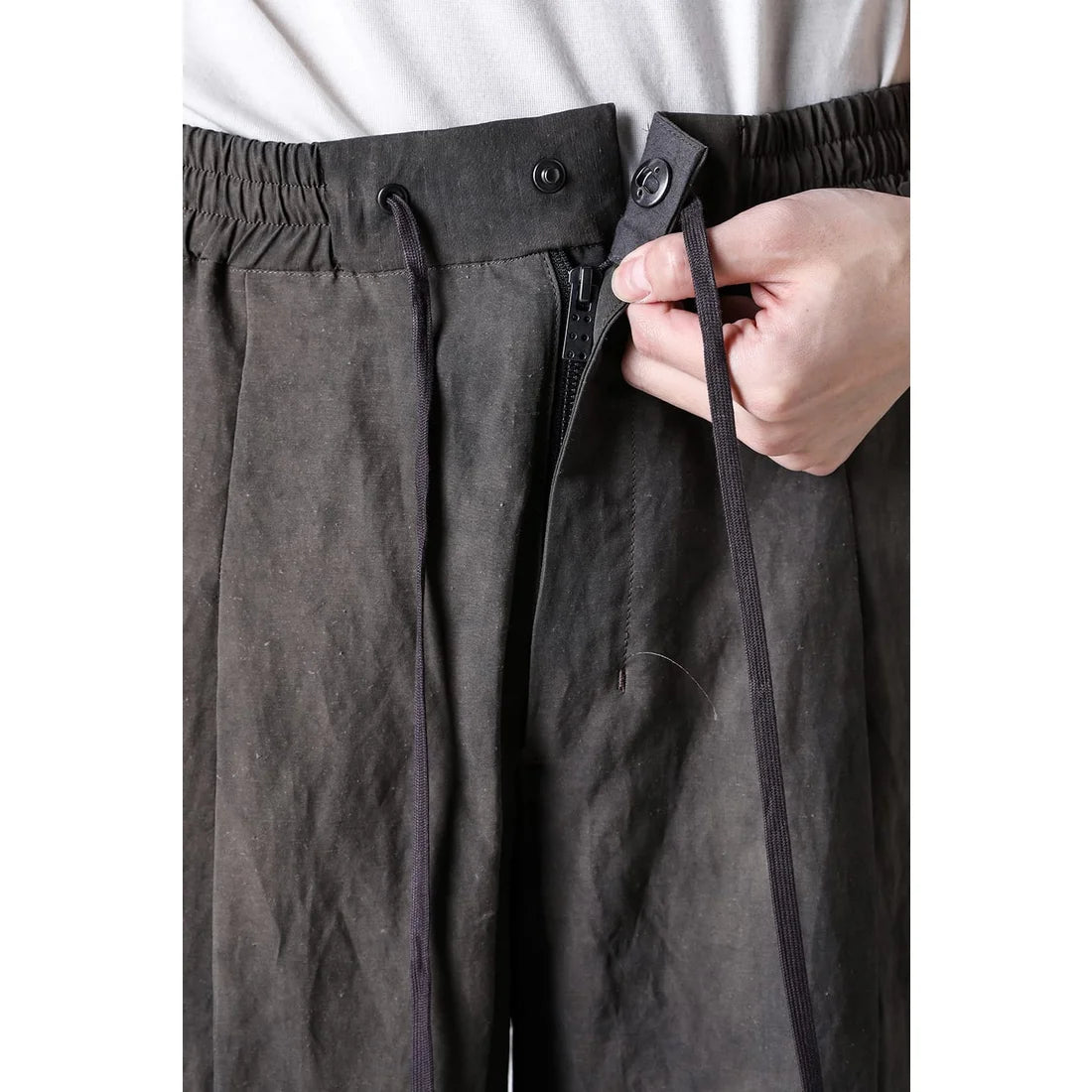 Slate Grey Canapa Cotton Wide Leg Pants
