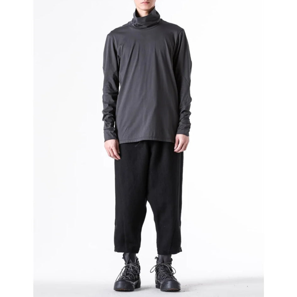 Khaki Grey Hi-neck Suvin Cotton T-shirt
