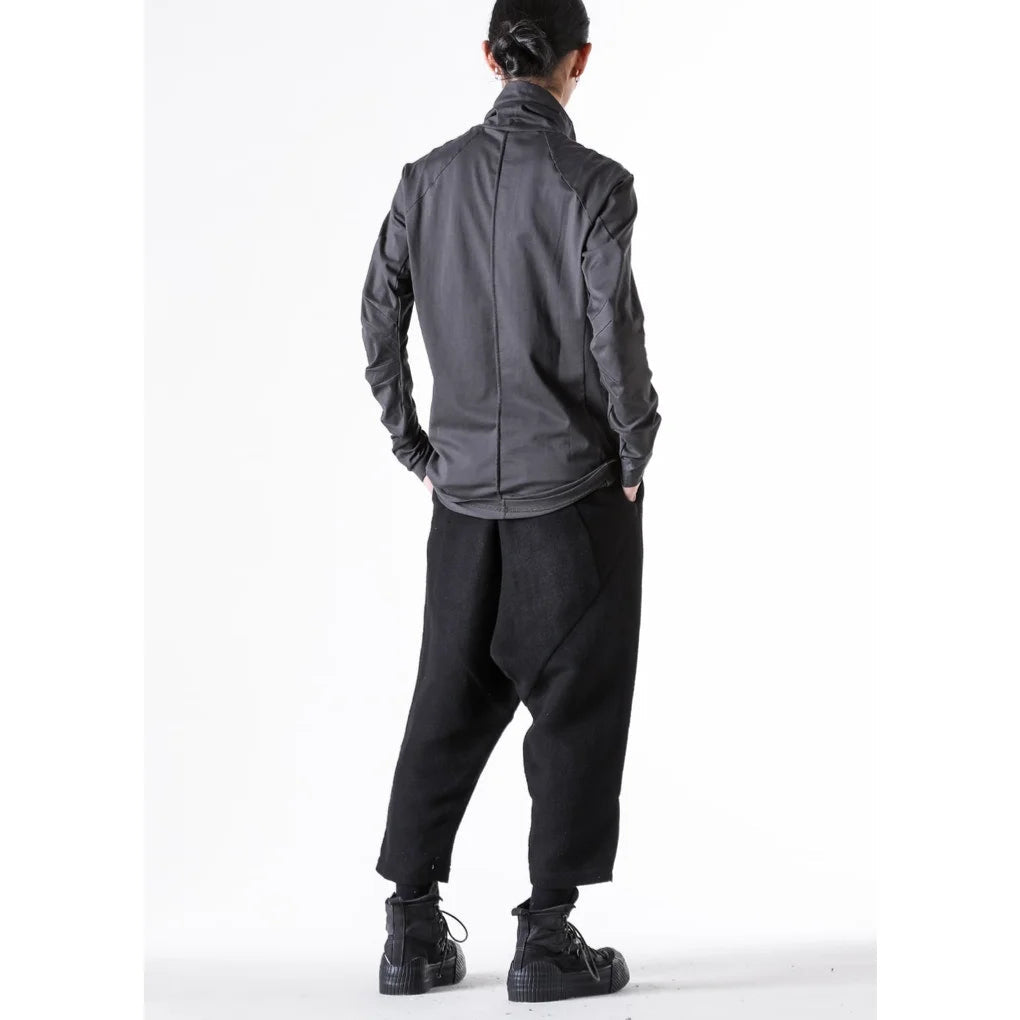 Khaki Grey Hi-neck Suvin Cotton T-shirt