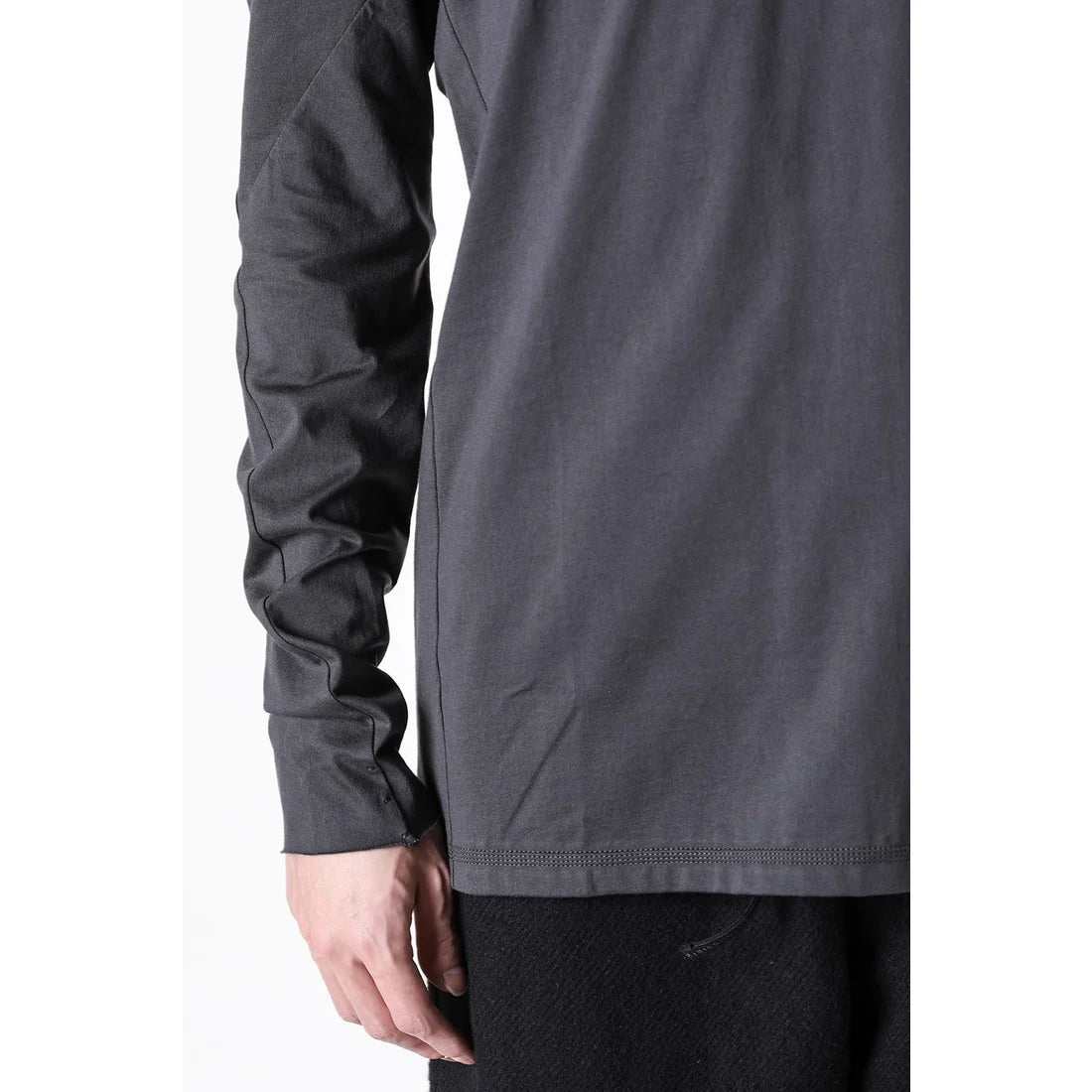 Khaki Grey Hi-neck Suvin Cotton T-shirt