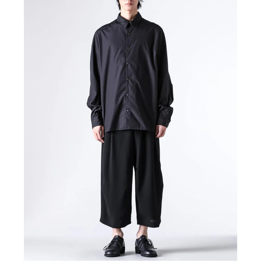 Black Suvin Cotton Snap Button Collared Shirt