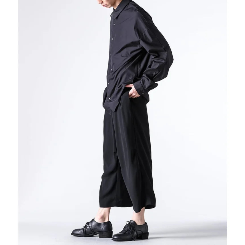 Black Suvin Cotton Snap Button Collared Shirt