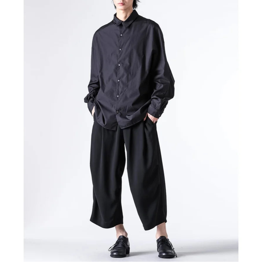 Black Suvin Cotton Snap Button Collared Shirt