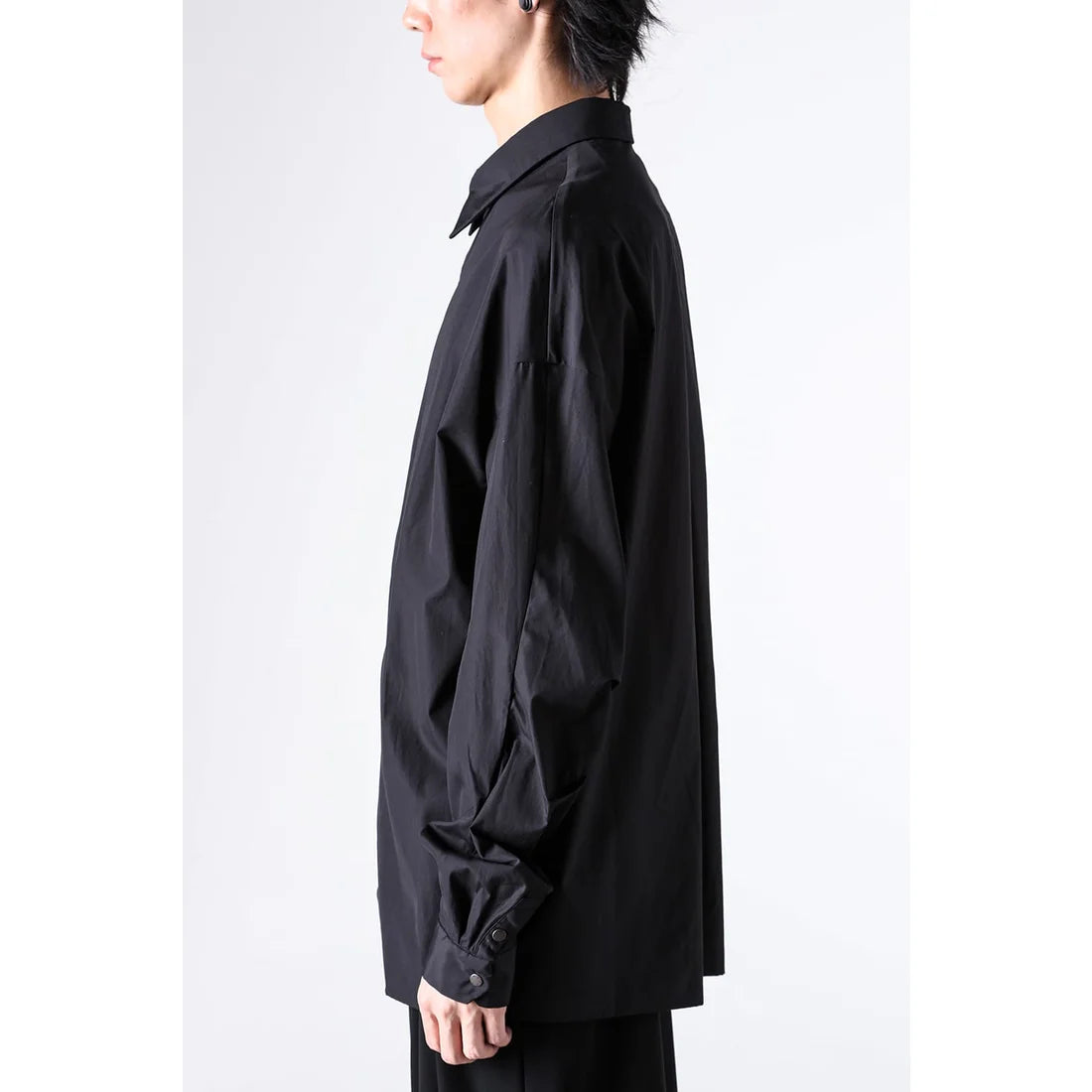 Black Suvin Cotton Snap Button Collared Shirt